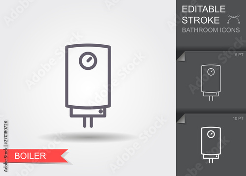 Boiler. Line icon with editable stroke with shadow