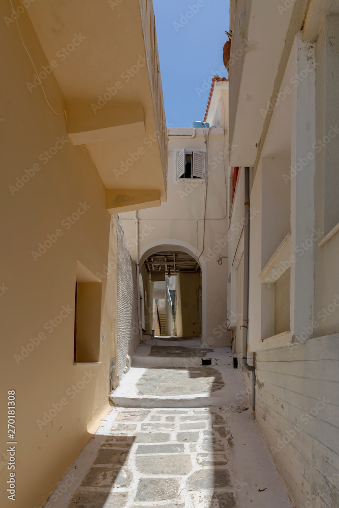 The streets of the town of Chora (Cyclades, Andros Island, Greece).