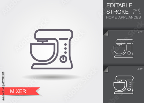 Stationary mixer. Line icon with editable stroke with shadow