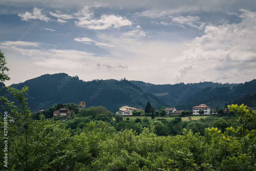 Houses and forests in the Urdaibai Biosphere Reserve in the Basque Country