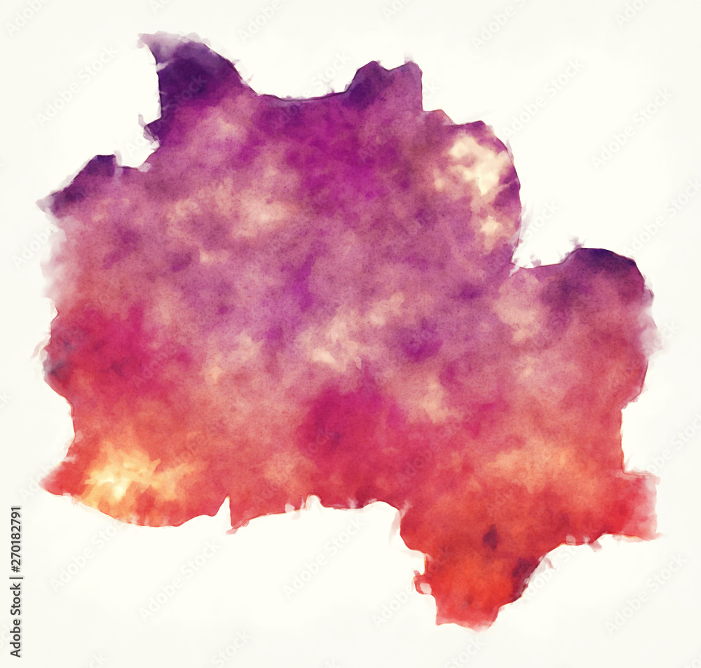 Kampot province watercolor map of Cambodia