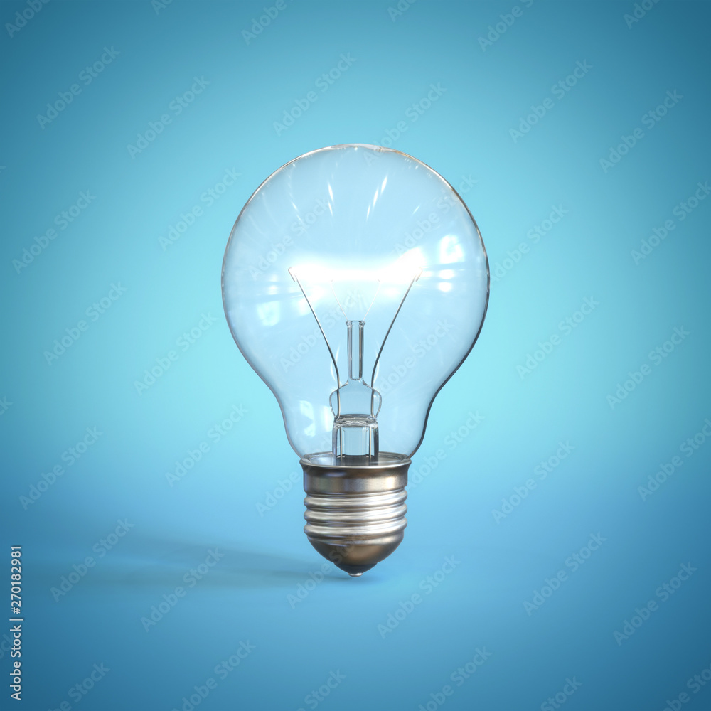 Light bulb on blue background 3d rendering Light bulb on blue background 3d rendering