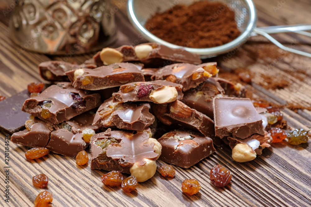 milk chocolate with nuts, raisins milk chocolate with nuts, raisins