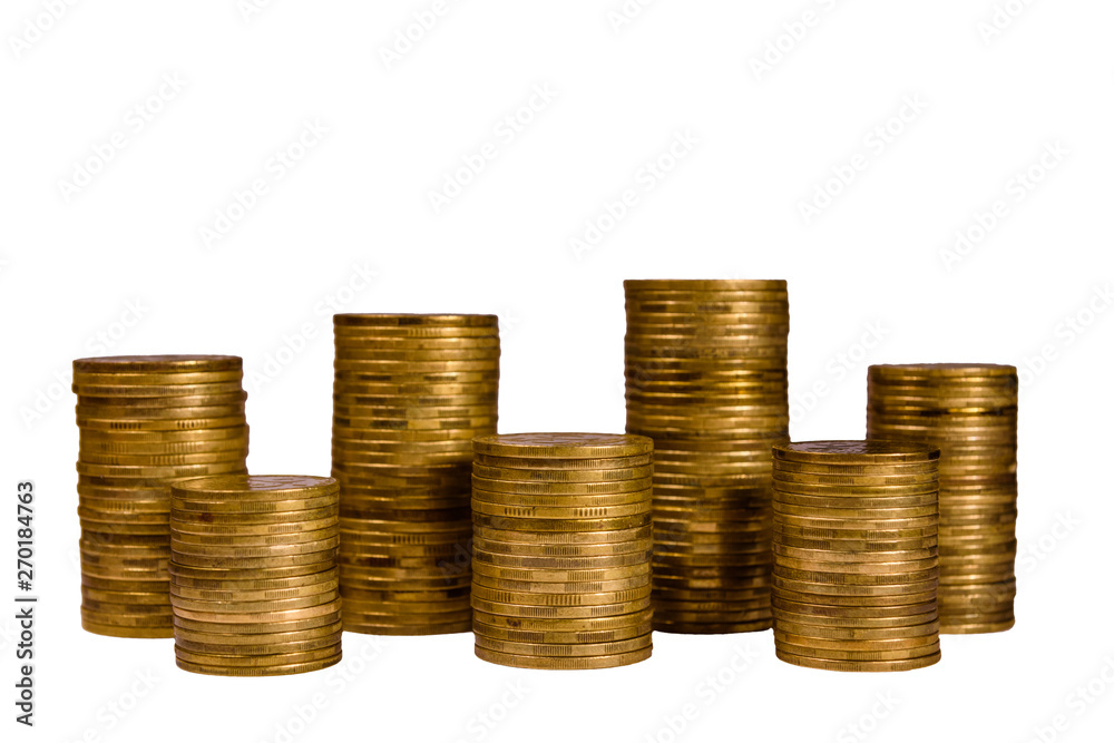 Stacks of the coins isolated on a white background Stacks of the coins isolated on a white background