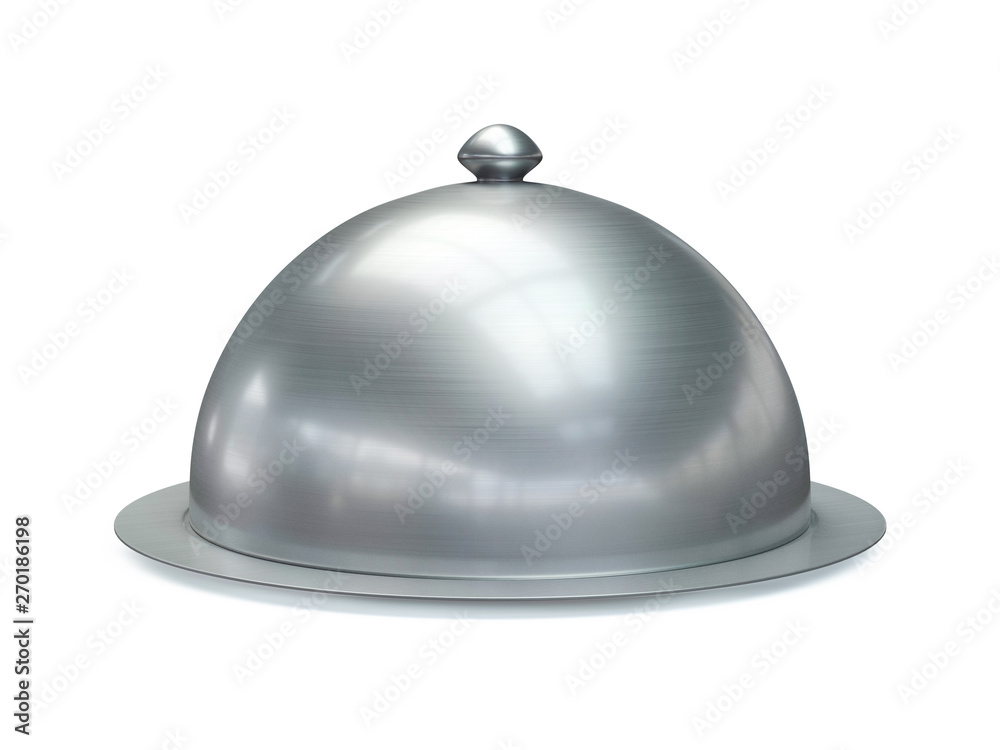 Restaurant cloche isolated on white background 3d rendering Restaurant cloche isolated on white background 3d rendering