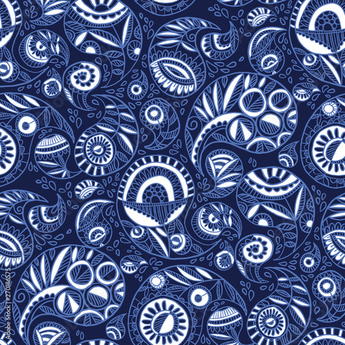 Frost inspired seamless pattern with India paisley