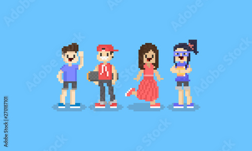 Pixel cartoon teen character.8bit.