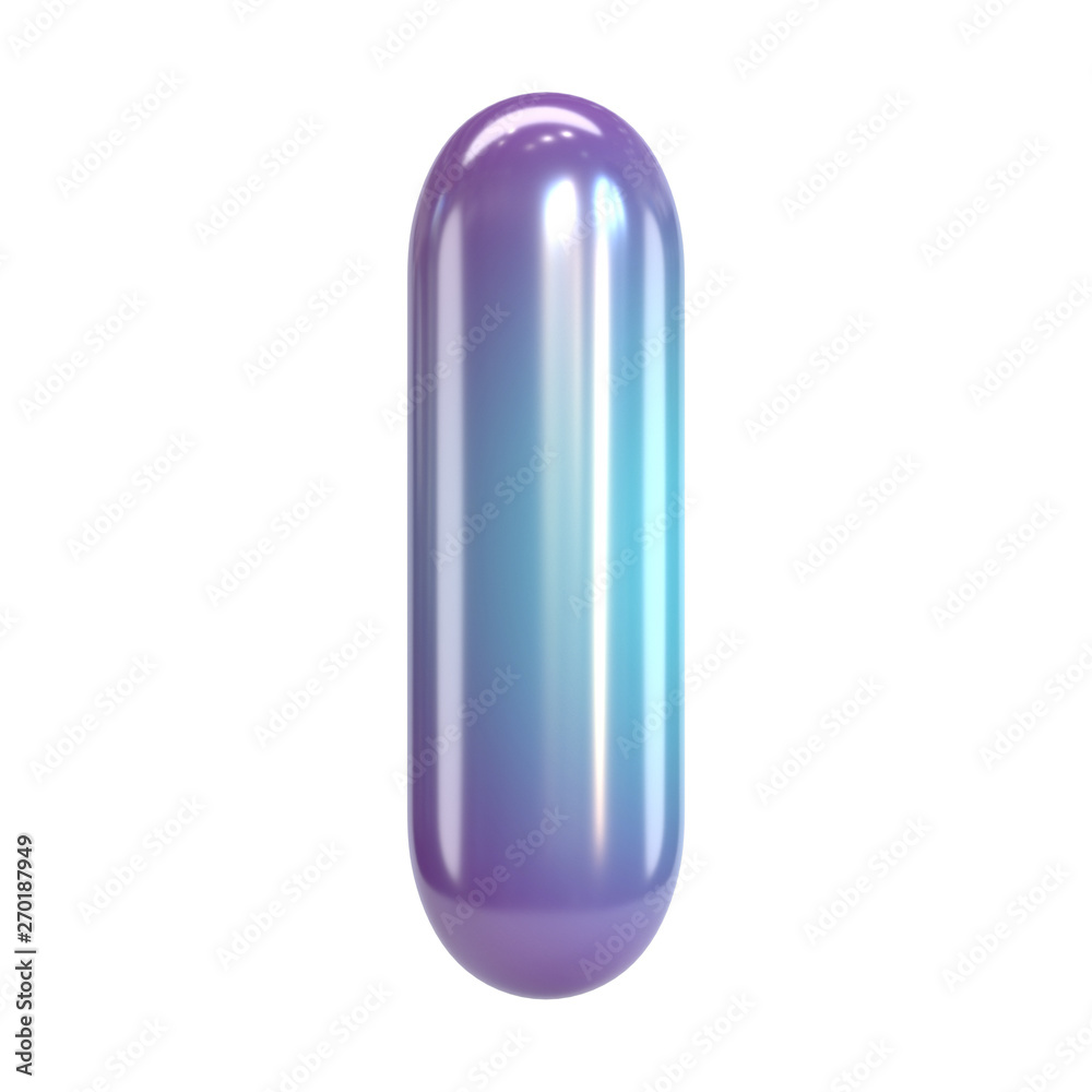 Round purple and blue font, balloon like letters and numbers, 3d rendering letter I Round purple and blue font, balloon like letters and numbers, 3d rendering letter I