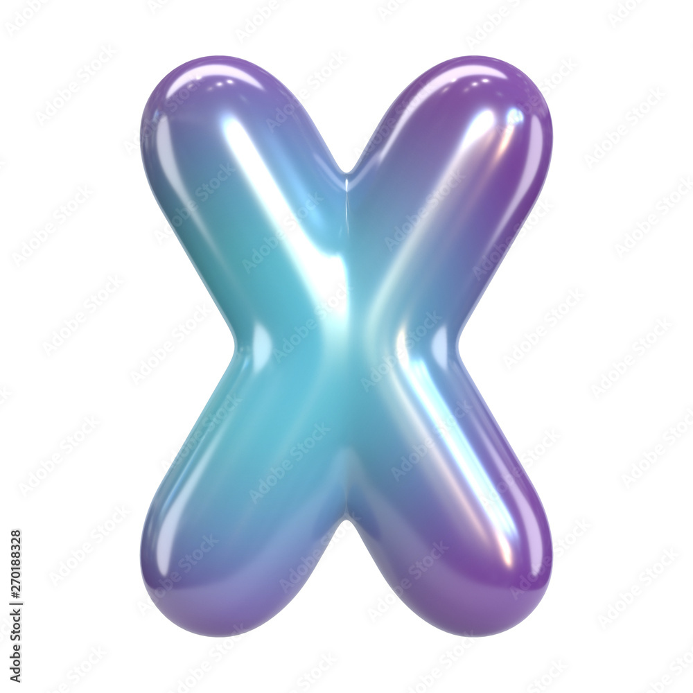 Round purple and blue font, balloon like letters and numbers, 3d rendering letter X Round purple and blue font, balloon like letters and numbers, 3d rendering letter X