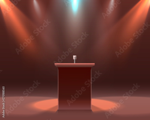 The microphone on the black scene, podium report.