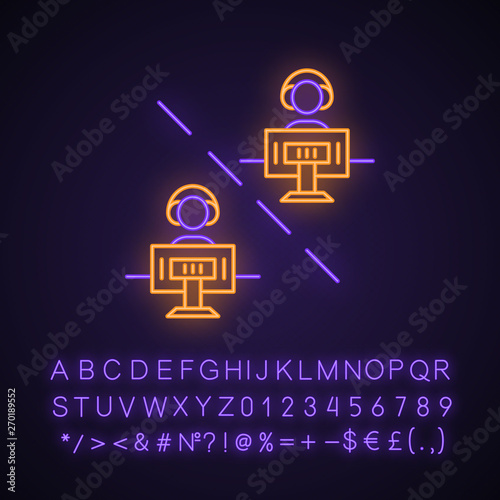 Multiplayer video game neon light icon