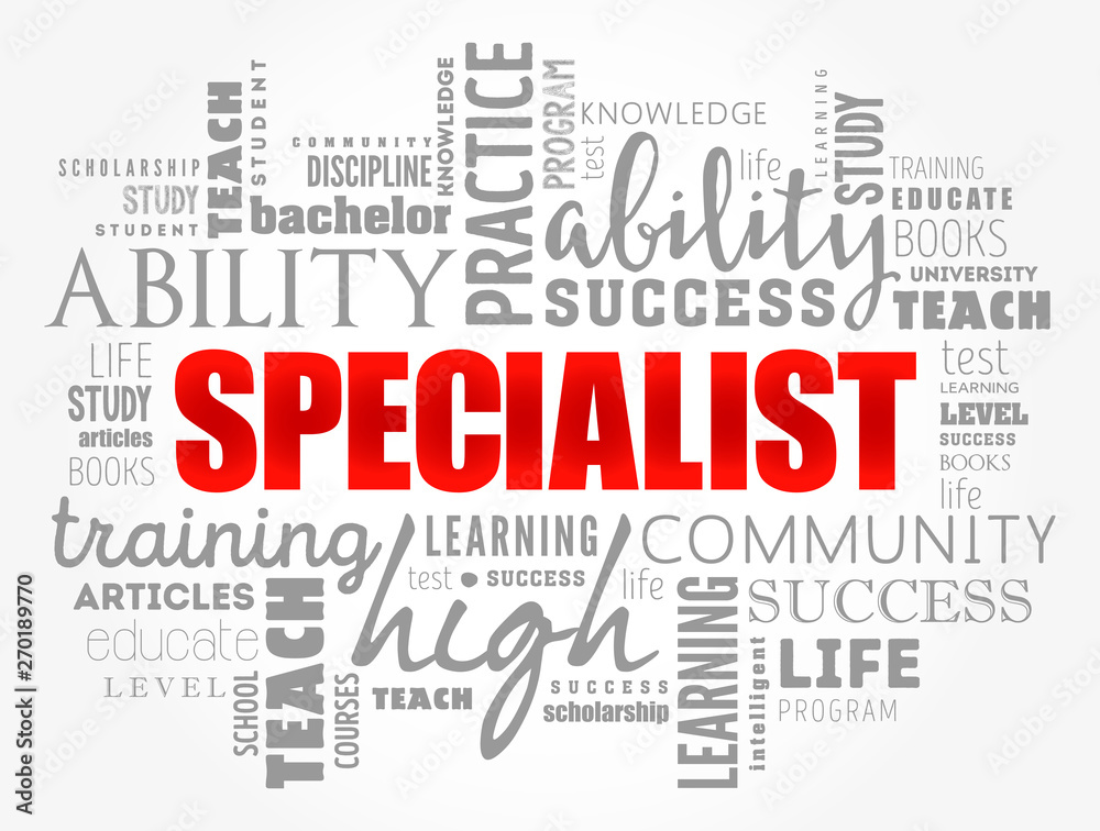 SPECIALIST word cloud collage, education concept background SPECIALIST word cloud collage, education concept background