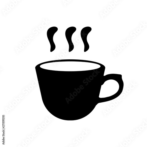 Black silhouette of coffee or tea cup. Simple icon. Vector illustration for design.