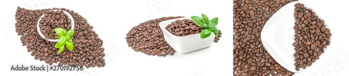 Set of coffee grains on a white background