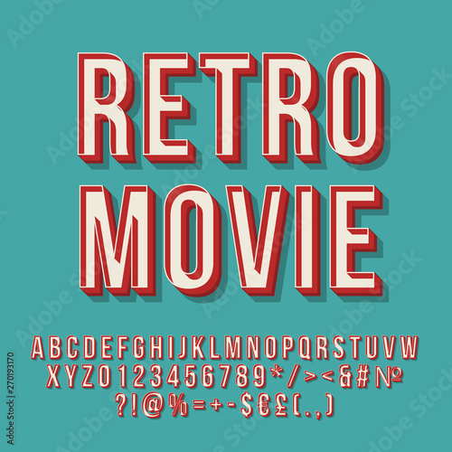 Retro movie 3d vector lettering