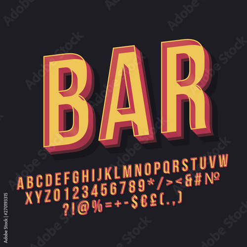 Bar 3d vintage vector lettering