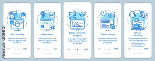 Web consulting onboarding mobile app page screen vector template
