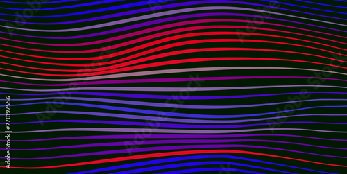 Abstract seamless vector pattern of blending lines. Red, purple and blue colors. Waves. Optical illusion