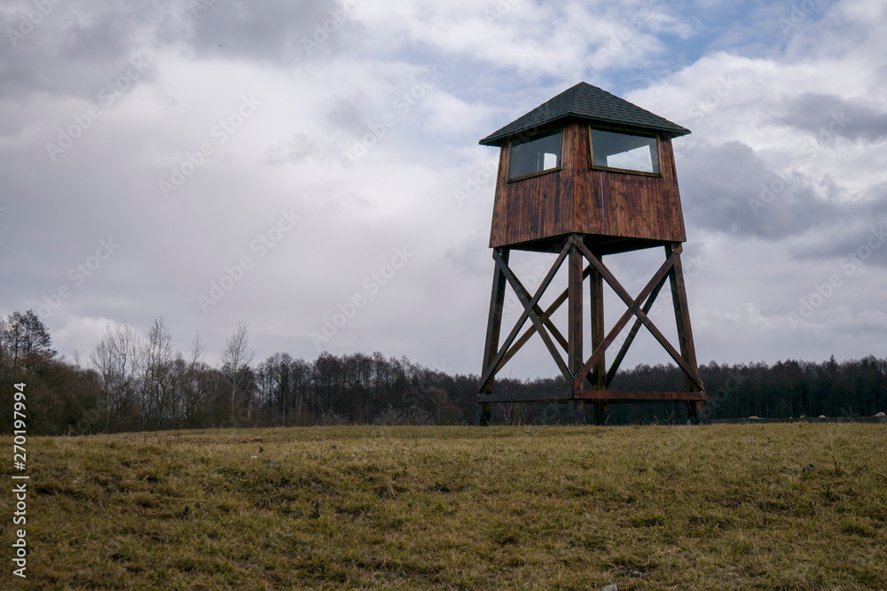 military watchtower in a concentration camp