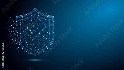 Security shield with checkmark and network structure