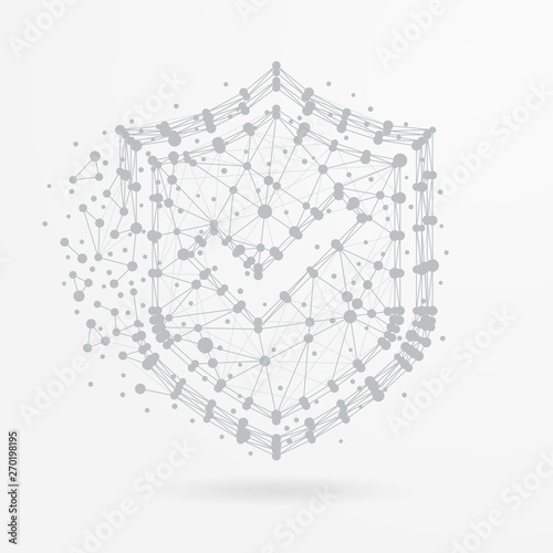 Security shield with checkmark and network structure