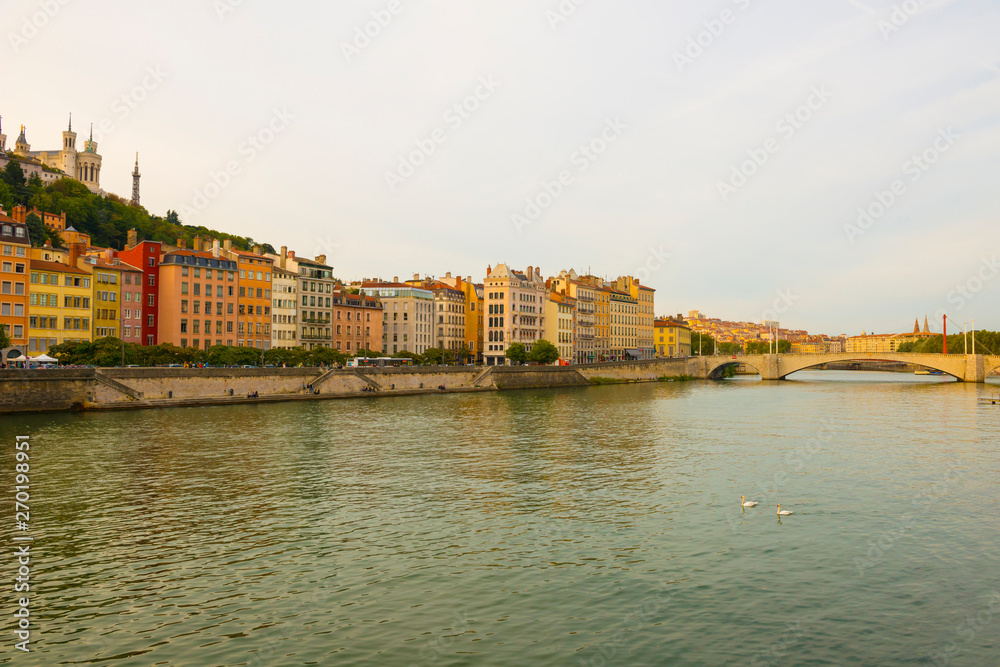 River and City in Lyon, France.