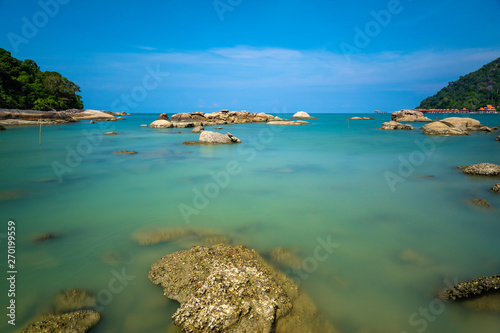 Fototapeta Naklejka Na Ścianę i Meble -  The beautiful summer background of Langkawi Beach in Malaysia.