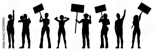DEMONSTRATORS AND PROTESTORS SILHOUETTE SET
