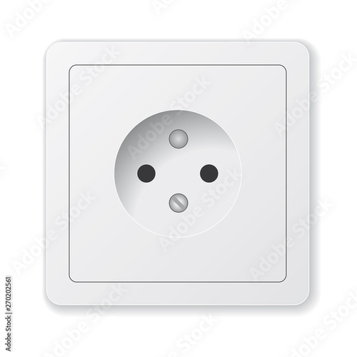 Realistic vector white socket. Isolated on white background.