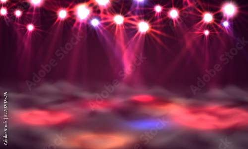 Dance floor banner, Light and smoke on stage.
