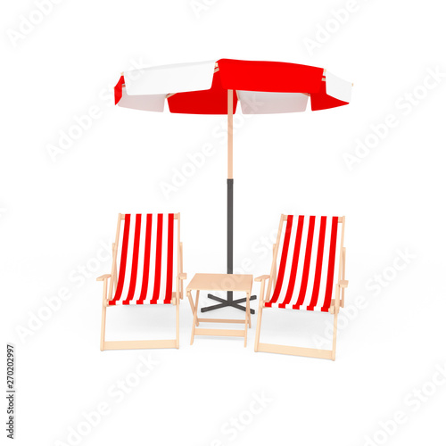 3D sun beach umbrella with two folding chairs with cloth cover with naval pattern and wooden table