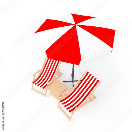 3D sun beach umbrella with two folding chairs with cloth cover with naval pattern and wooden table