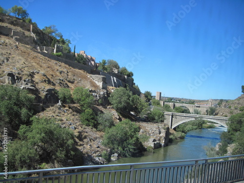 panoramic view with bridge of toledo spain