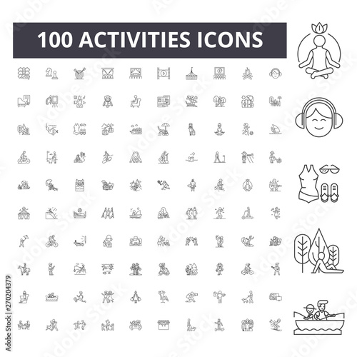Activities line icons, signs, vector set, outline illustration concept