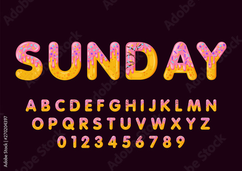 Donut cartoon sunday biscuit bold font style