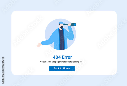 Design template for web page with 404 illustration error. Can use for web banner, infographics, hero images. Flat vector illustration isolated 