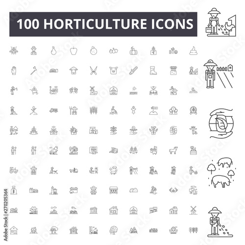 Horticulture line icons, signs, vector set, outline concept illustration