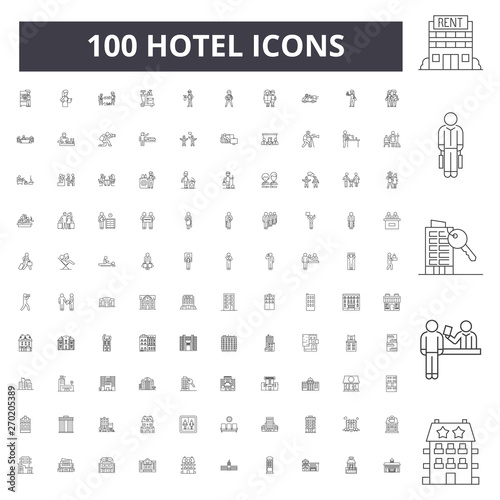 Hotel line icons, signs, vector set, outline concept illustration