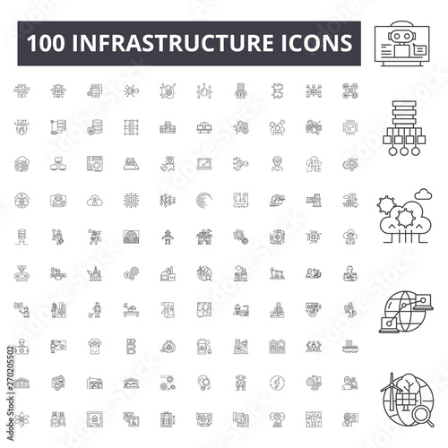 Infrastructure line icons, signs, vector set, outline concept illustration