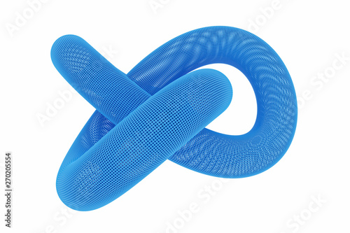 3d rendering of blue wireframe knot - isolated