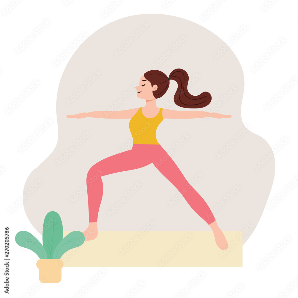 Woman yoga pose yoga. flat design. vector illustration.