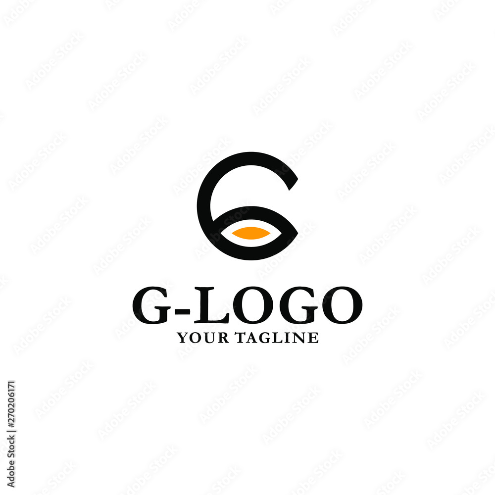 Obraz premium Abstract Letter G Logo with Eye Illustration on White Background