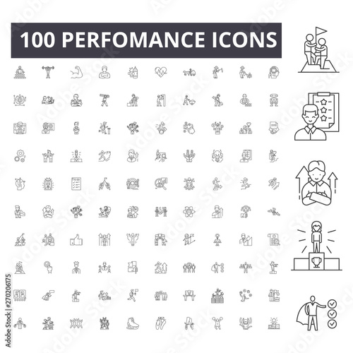 Perfomance line icons, signs, vector set, outline concept illustration
