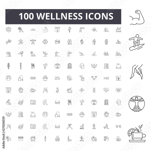 Wellness line icons, signs, vector set, outline concept illustration