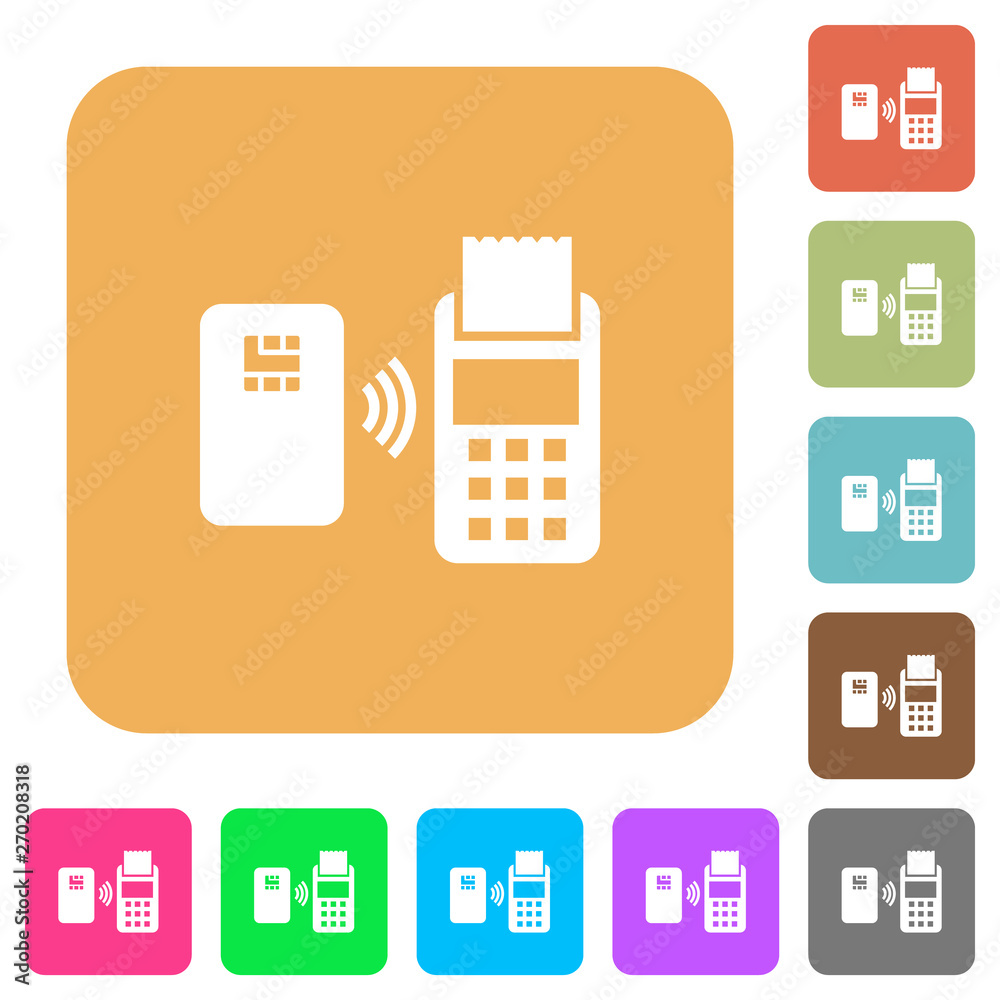 Contactless payment rounded square flat icons Contactless payment rounded square flat icons
