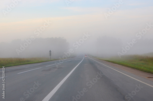 morning fog on the road