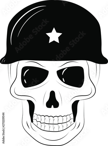 Outline skull in army helmet