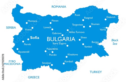 Vector map of Bulgaria | Outline detailed map with city names