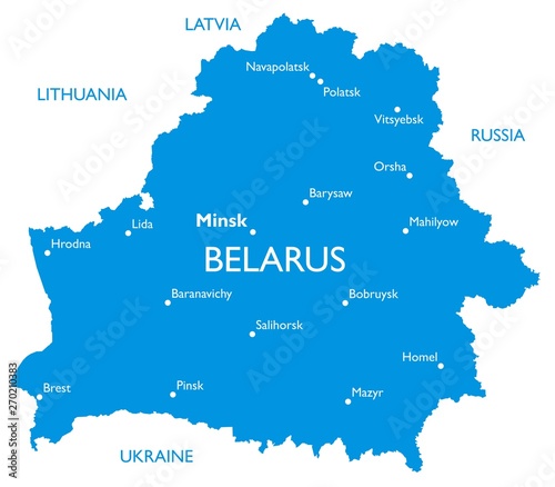 Vector map of Belarus | Outline detailed map with city names photo