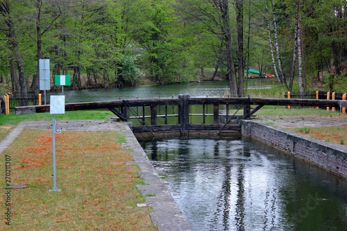 Fototapeta Naklejka Na Ścianę i Meble -  Paniewo Lock, the ninth lock and the only twin-chamber lock on the Augustow Canal in Poland. Built in 1828.